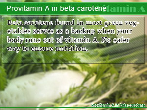 Provitamin A in beta carotene