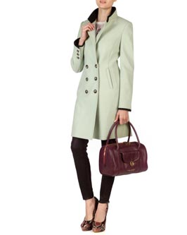 double breasted coat in mint color