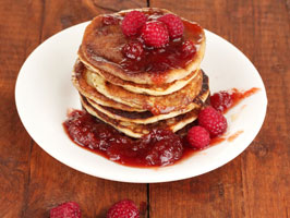 Man preparing pancakes for breakfast