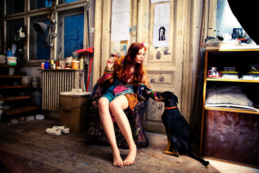 girl and dog