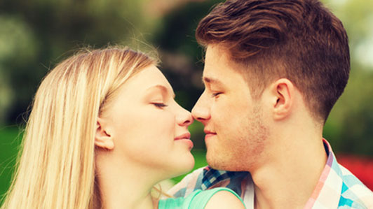 young couple nose to nose