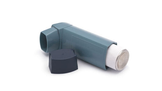 grey inhaler on white background