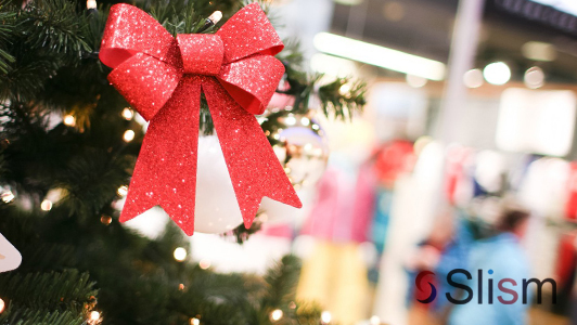 red bow on a christmas tree