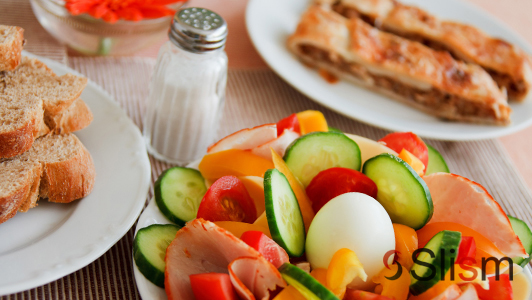 salad and a salt shaker