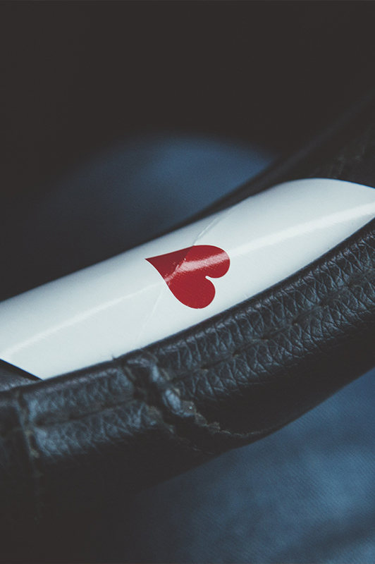 A deck card hidden in a steering wheel.