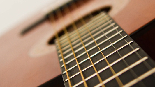 close-up of an acoustic guitar