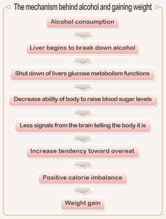 The mechanism behind alcohol and gaining weight