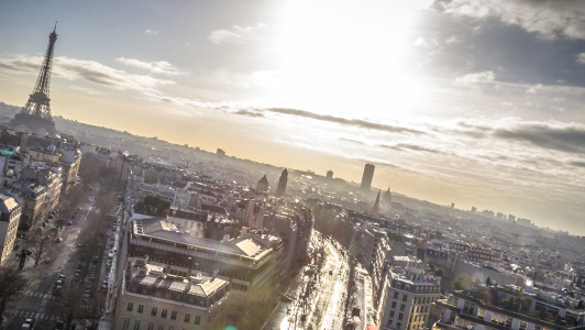 Sun shining over Paris