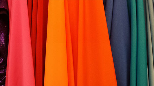 Fabrics of different bright colors.