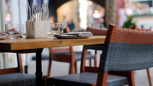 Table in a cafe