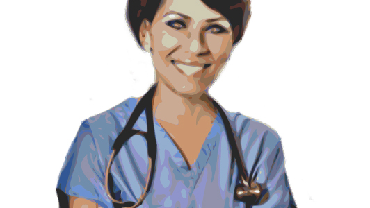 A nurse with a stetoscope.