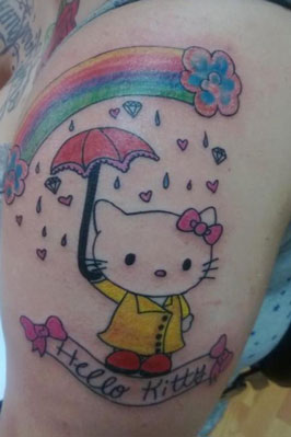 Hello Kitty with rainbow and umbrella