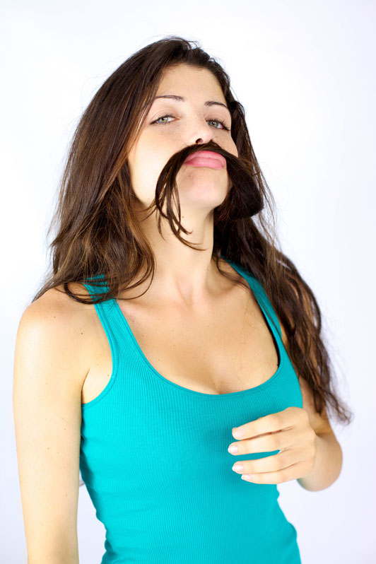 girl with mustache hair