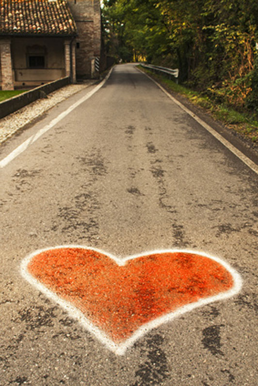 heart on road