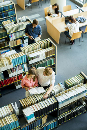 group of people in library