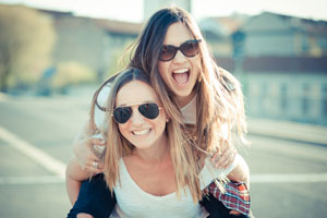 Girls fooling around