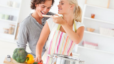girl cooking for boyfriend