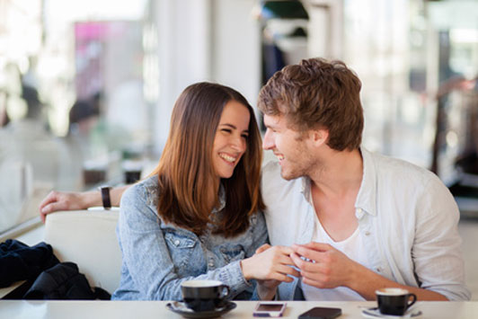 couple laughing together