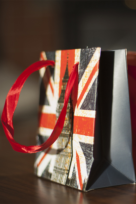 Two small bags with Union Jack print.