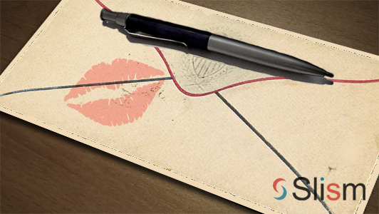 envelope with a lipstick mark