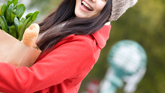 girl with groceries