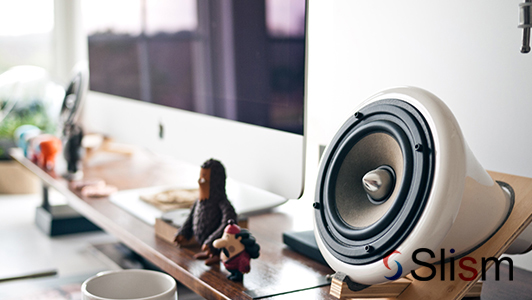 Speakers and arranged toys