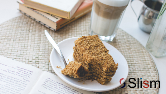 books, frappe, and a cake