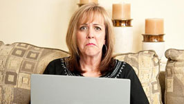 Woman being disappointed with online dating