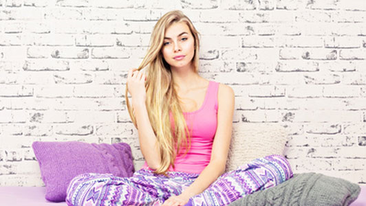 younge blonde woman in pajamas