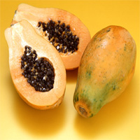 Papayas cut open