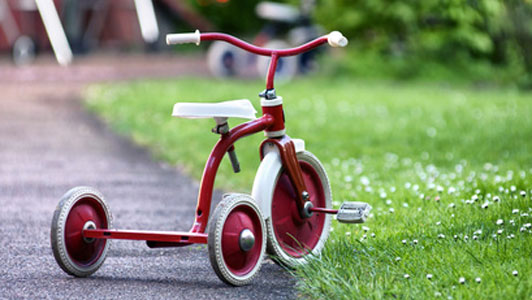 tricycle on lawn