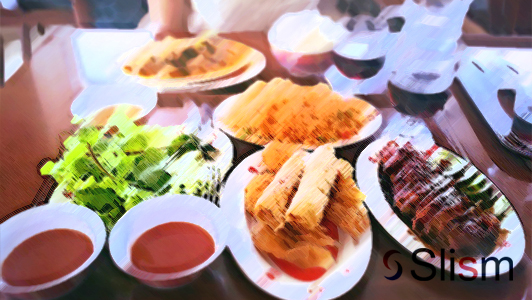 blurred image of a meal