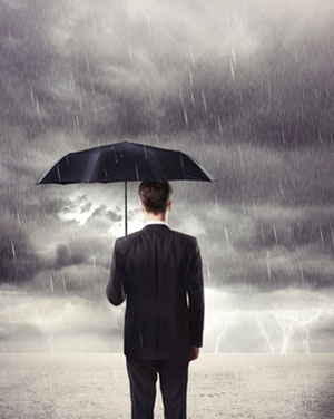 umbrella man in rain