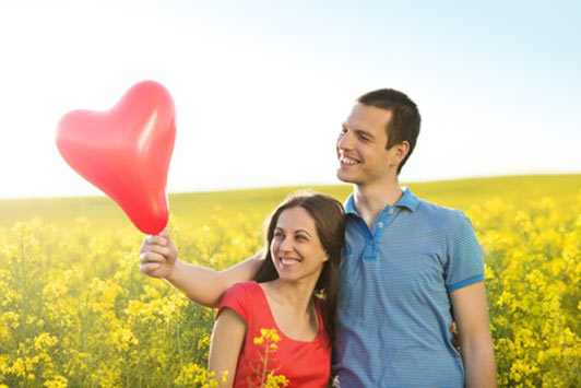 couple in love in field