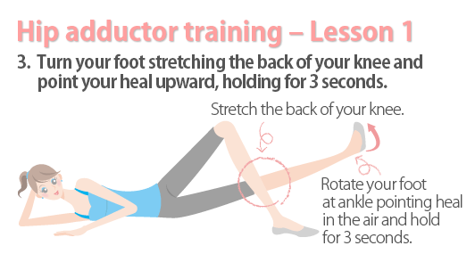 Turn your foot stretching the back of your knee and point your heal upward, holding for 3 seconds