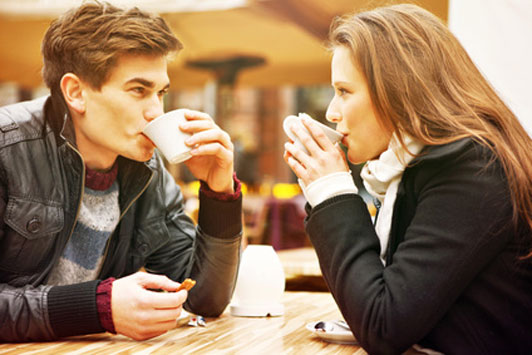 young couple drinking coffee