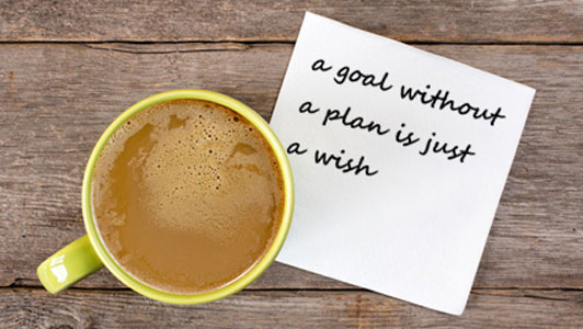 napkin with a goal without a plan is just a wish written next to coffee cup