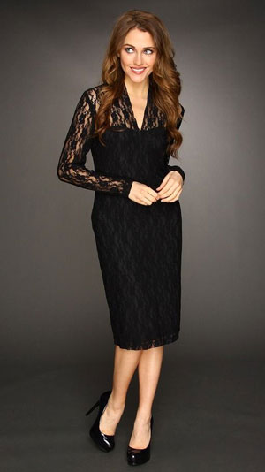 Black dress with long lace sleeves