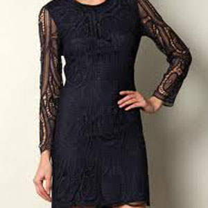 Black dress with pattern lace sleeves