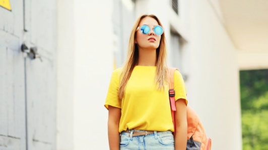 woman in yellow shirt