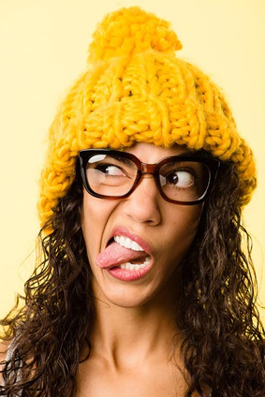 young woman with crazy face