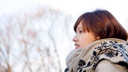 young woman in scarf